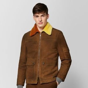Bottega Veneta Dark Leather Shearling Jacket